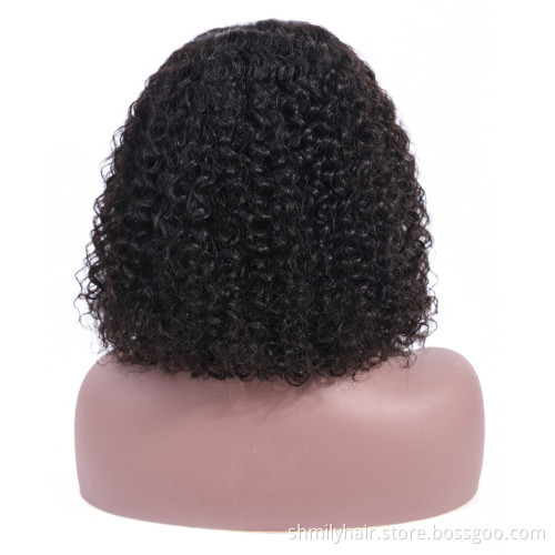 Wig Vendors Wholesale Afro Kinky Curly Bob Lace Front Wig Natural 1b Color Peruvian Cuticle Aligned Virgin Hair Short Bob Cut